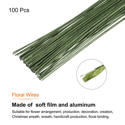 MECCANIXITY 100 Pcs 20 Gauge(1mm) Floral Stem Wire 14 Inches Green Floral Wire for DIY Artificial Florist Flower Arrangement