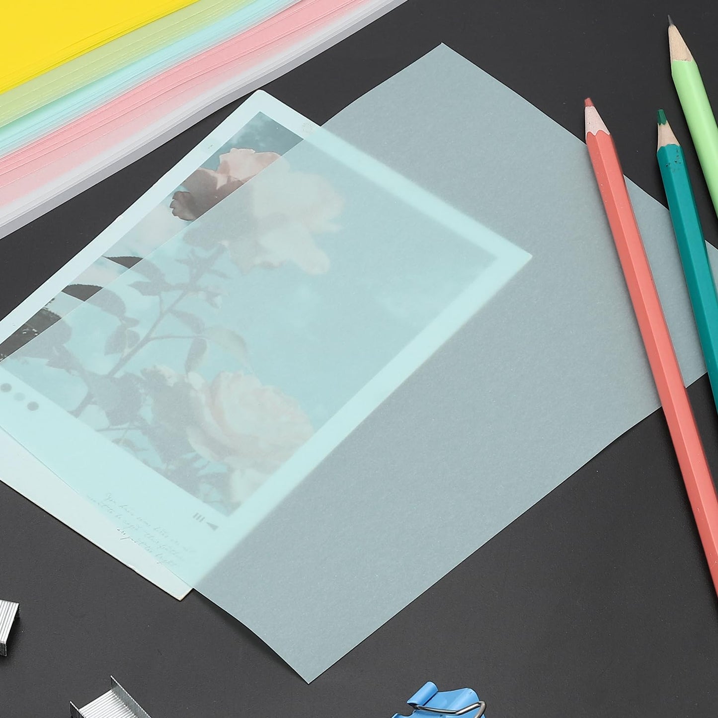 PATIKIL 100 Sheets Vellum Paper 5x7, Translucent, 100GSM for Invitations Printing, Blue