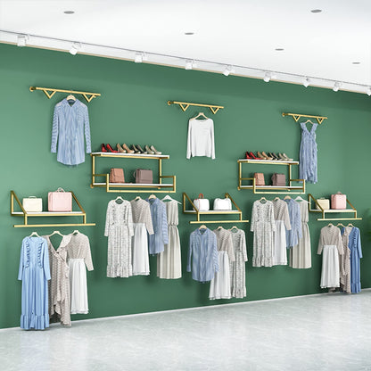 OGMOYT Gold Clothes Rack,Clothing Store,Retail Shelves,Commercial Wall Mount,Organizer,Storage Rack,Metal Shoe Rack,Clothes Rack,Clothes Hanging Hanger,A100Cm
