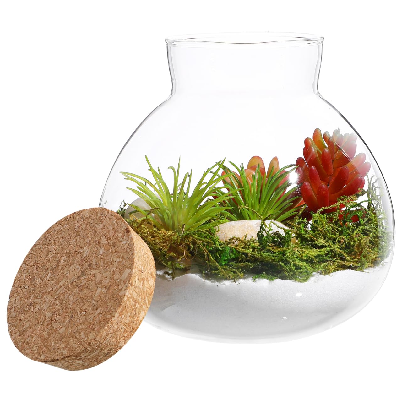 Cabilock Glass Terrarium Jar with Cork Lid, Ecological Bottle Micro Landscaping Bottle Storage Container Home Office Decor for Succulents Ferns and Decorative Plants