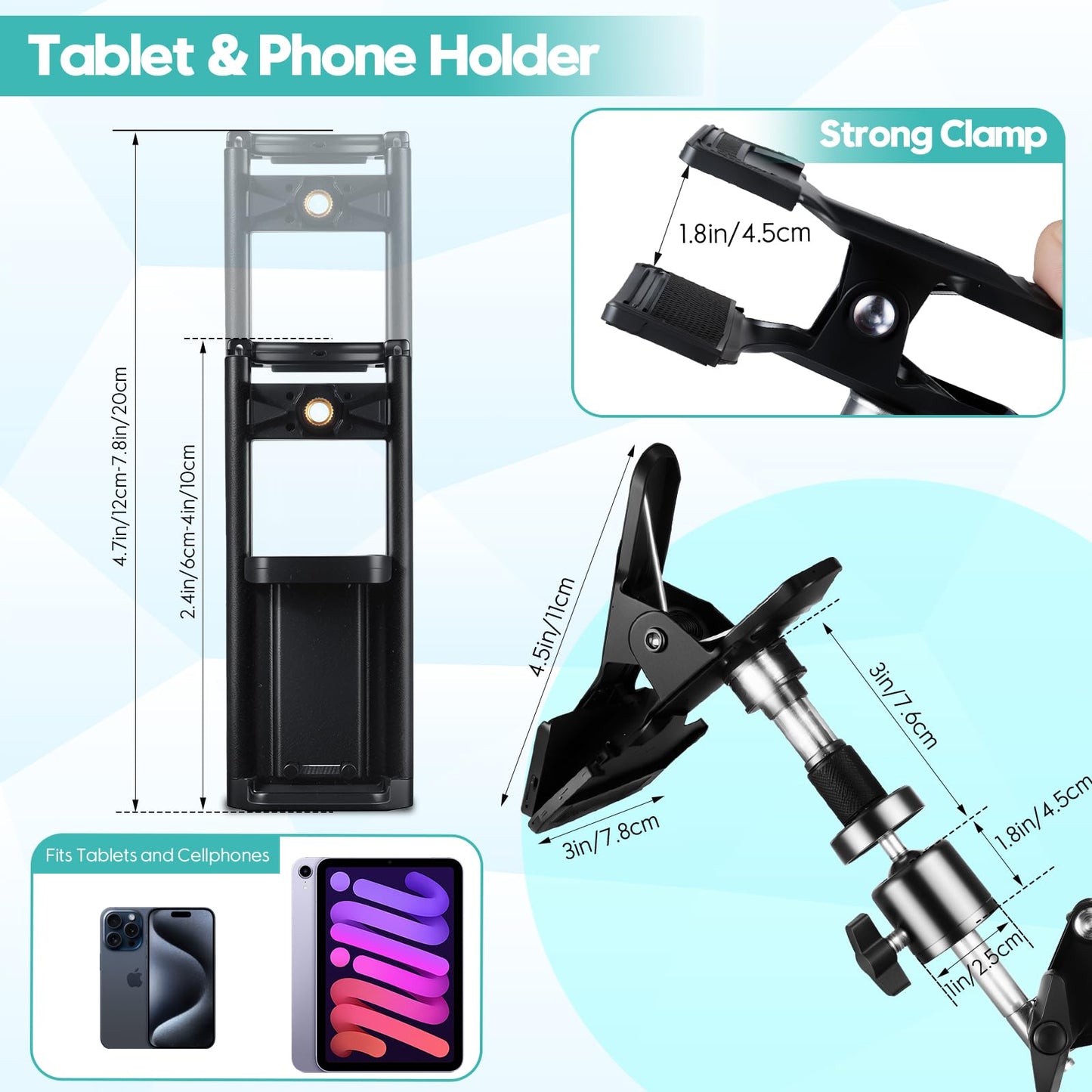 Embroidery Hoop Stand Adjustable Embroidery Stand Metal Embroidery Hoop Clamp Table Stand Suitable for Embroidery Hoops and Phone or Ipad(Black)