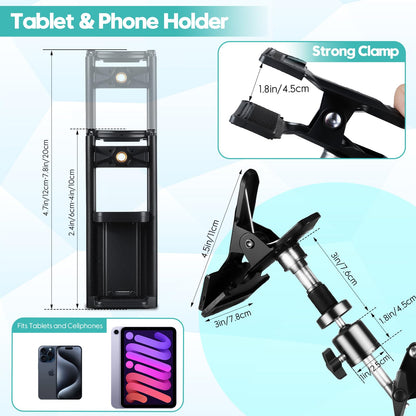 Embroidery Hoop Stand Adjustable Embroidery Stand Metal Embroidery Hoop Clamp Table Stand Suitable for Embroidery Hoops and Phone or Ipad(Black)