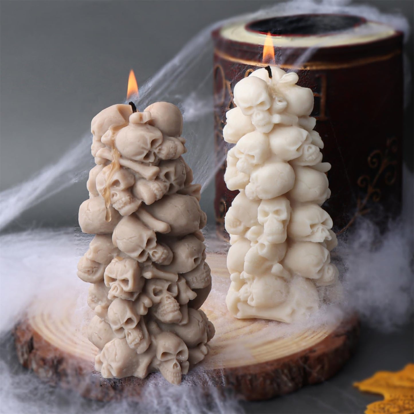3D Skull Candle Silicone Mold, Halloween Creative Skul lSilicone Soap Mold Chocolate Candy Cake Decor, Handmade Plaster Resin Clay Mould,Home Ornaments Party Decoration (Skull Tower)