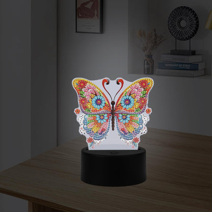 JISHSHAY Diamond Painting Night Light Diamond Art Table Lamps Gem Art LED Lights Gem Painting Desk Lamp Mosaic Kits for Adults DIY Kits for Adults Paint by Numbers Special Shaped Butterfly