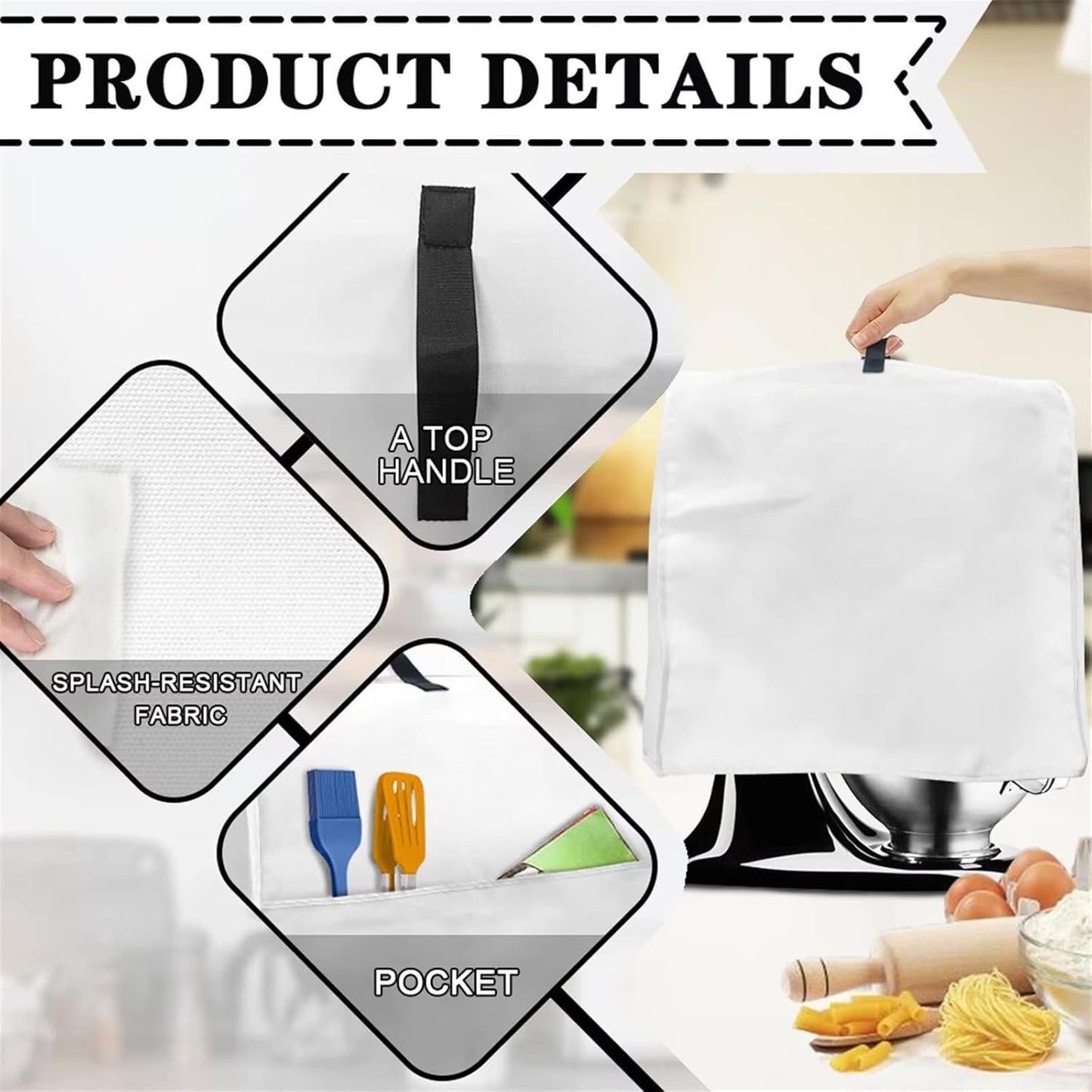 Stand Mixer Cover Compatible with Kitchen Aid, Cute Sunflower Dustproof Covers with Accessories Pockets for Mixers