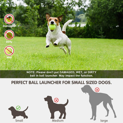 Automatic Dog Ball Launcher, Dog Ball Thrower Machine with 10-30Ft 3 Launching Distance, Interactive Toys for Small Dogs Indoor & Outdoor with 15 Mini Tennis Balls (2 inch) -Blue