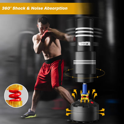 Dripex Freestanding Punching Bag, Heavy Punch Bag with Stand for Adults Teens, Men Standing Kickboxing Bag with Foam Protector, Suction Cup Base for Home Gym Office MMA Boxing Training