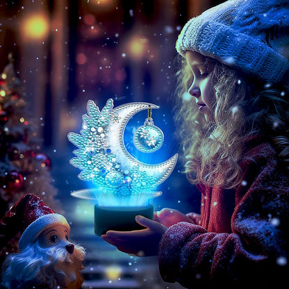 JBTM24 Diamond Art Night Light, Diamond Painting Desktop Ornaments for Adults, Gem Art Touch Lamp for Living Room Bedrooms, Desktop Bedside Luminous Ornaments Decorate (Moon)
