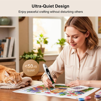 Diamond Art Kits for Adults, Electric Diamond Art Pens with Light, 3 Suction & 3 Brightness Levels, Wireless & Rechargeable Diamond Painting Pen, LED Display, Vacuum, Quiet, Ergonomic (Silver)