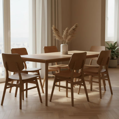 Alaterre Furniture Calais Mid Century Modern Dining Chairs Set of 6 - Solid Wood Chair Set with Armless Design - Mid Century Modern Furniture for Dining Room and Kitchen (Pecan Finish)