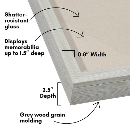 Americanflat Front Opening 11x14 Shadow Box Frame with Shatter-Resistant Glass - Silhouette Collection - Shadow Box Display Case for Tabletop and Wall Display - Grey Wood