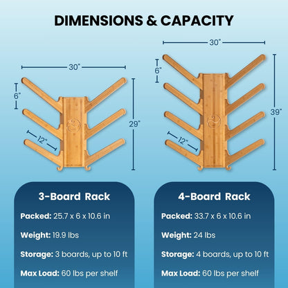 Complete 4-Board Surf Storage Bundle – Includes Spirit Rack 4-Board Freestanding Rack and Sun Rack 4-Board Wall-Mounted Rack – Ultimate Organization for Surfboards, Snowboards, Skis, and More