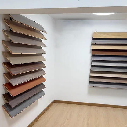 Floor Tile Sample Rack,Wall Mounted Tile Sample Display Rack - 10 Tier Metal & Wooden Storage Holder, Heavy Duty Floating Shelf for Retail Stores, Ceramic & Floor Tiles (White 20.5x140cm)