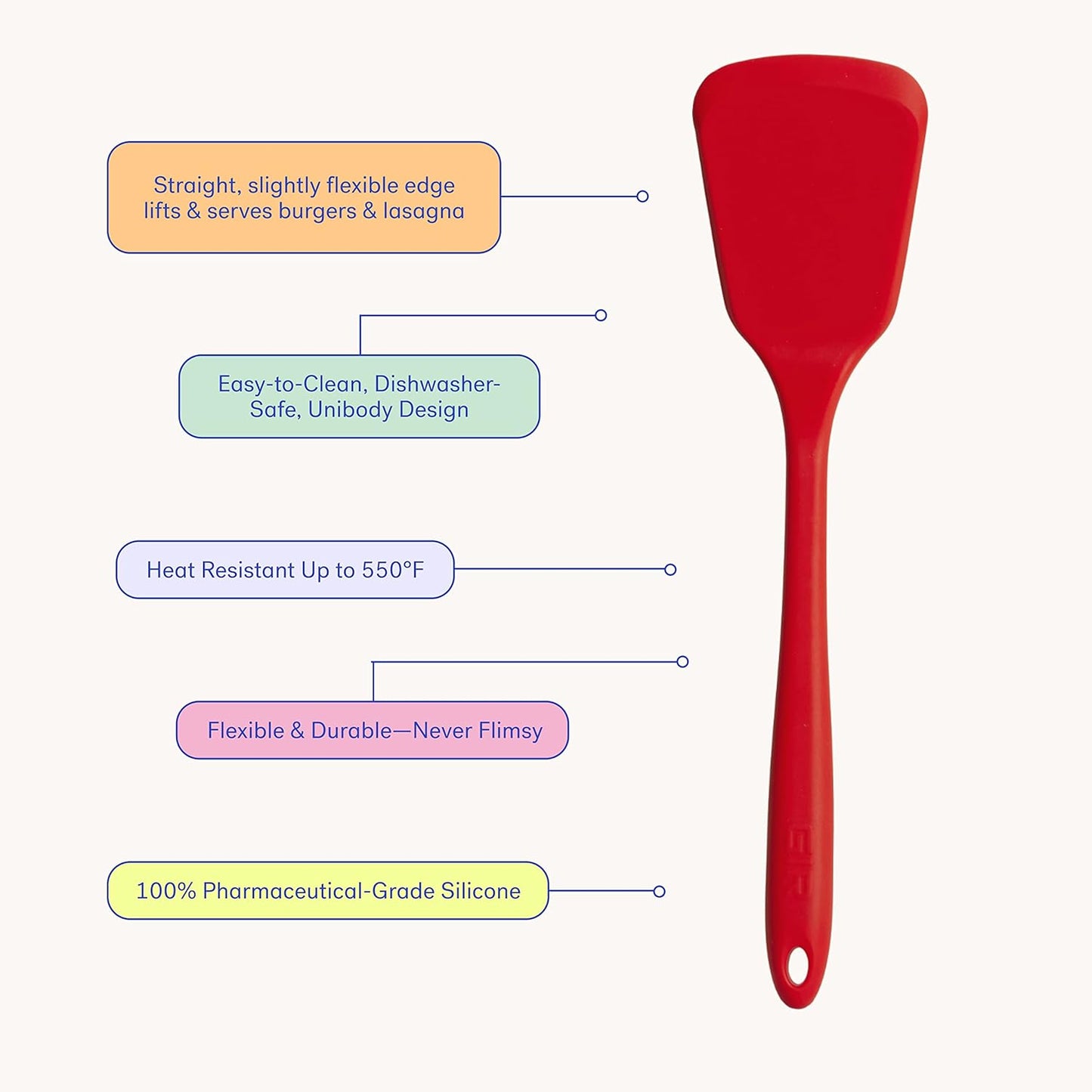 GIR Premium Silicone Ultimate Turner, Non-Stick Heat Resistant Turner for BBQs, 13 IN, Red