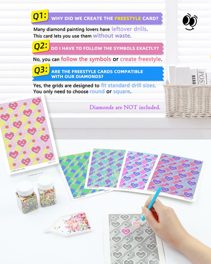 forever young 24 Designs Diamond Freestyle Cards for Beads, 5x7 Blank Diamond Art Cards with Glue for Round Dots for Adults, Postcard-Style Diamond Painting Accessories (No Drills)