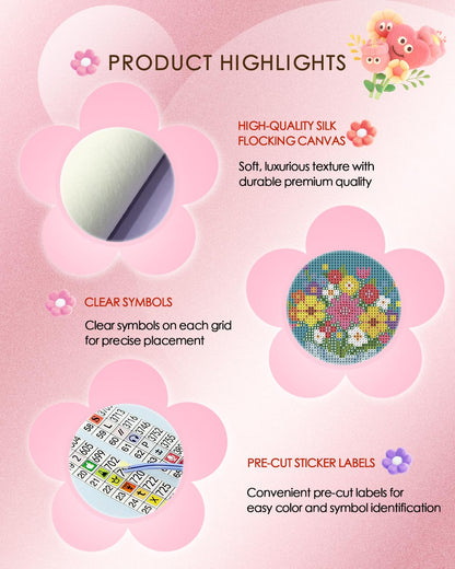 forever young Minigem Diamond Art Flowers Kits for Beginners, 8 Pcs Flower Resin Square Drill Diamond Painting Kits for Adults, 2-Hour Canvas Flower Small Diamond Art Kits for Adults (5x7 Inch)