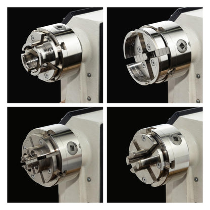 DEEFIINE 4 Inch Wood Lathe Chuck Set 1" x 8TPI Thread & 3/4"x16TPI Adapter, Nickel Plated Self-Centering 4 Jaw Wood Turning Chuck.(4 jaw)