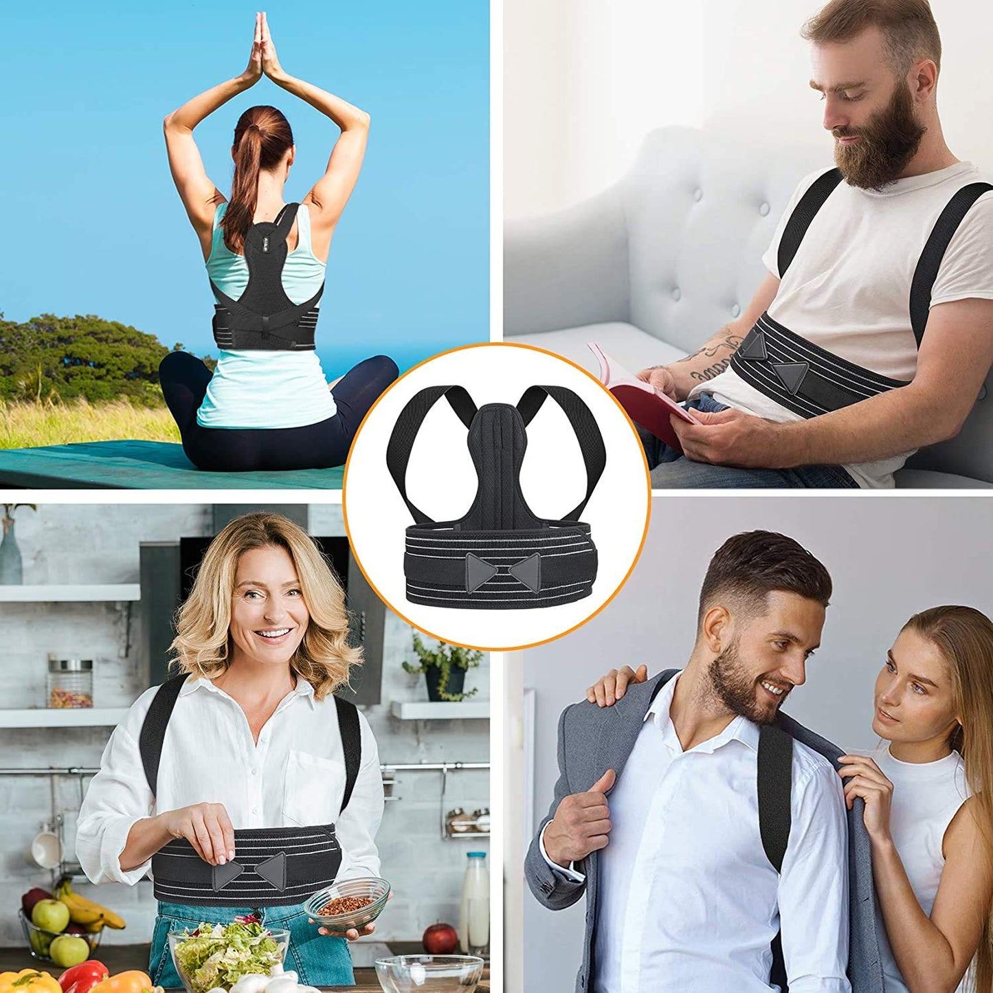 Aollop Posture Corrector for Women and Men - Back Brace Back Support Belt with Breathable, Fully Adjustable Straightener, Improve Lumbar Support Belt Lower Back Pain Relief (L, 31'-52')