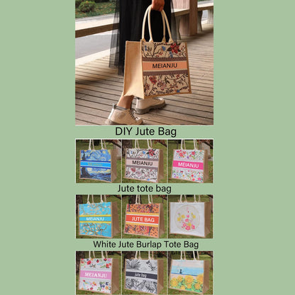 Jute Tote Bag Large16.5"x7"x13" [10pcs] With Button Handles Grocery Bags