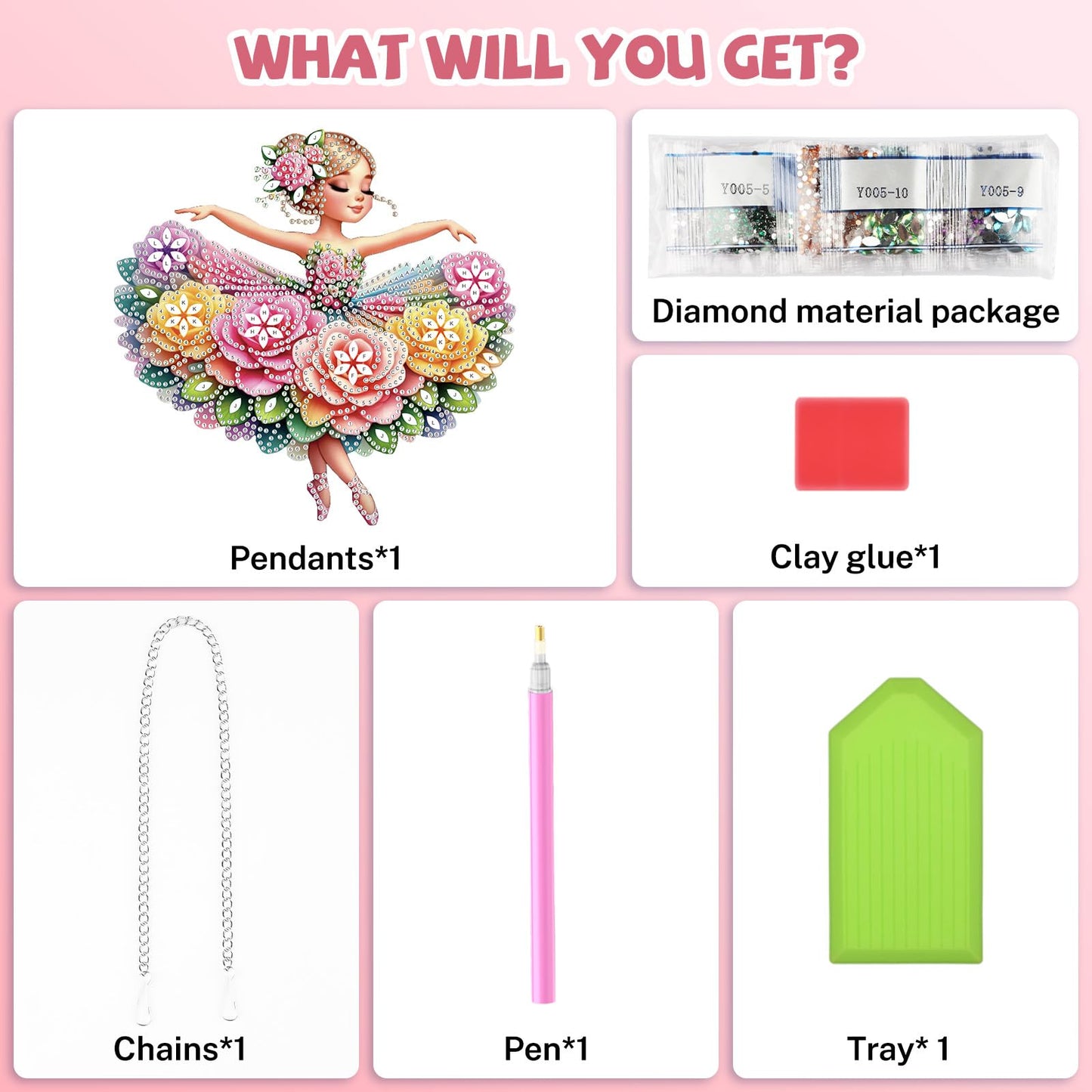 Bowetile Ballet Girl Diamond Art Hanging Kits for Adults, Diamond Art Suncatchers Dream Dancer, 5D Special Shape Diamond Painting Pendant Window Ornament Gifts for Home Wall Door Garden Decor