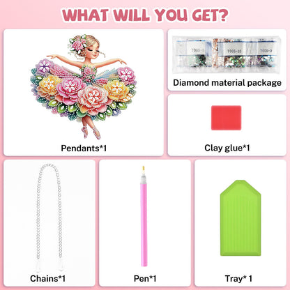 Bowetile Ballet Girl Diamond Art Hanging Kits for Adults, Diamond Art Suncatchers Dream Dancer, 5D Special Shape Diamond Painting Pendant Window Ornament Gifts for Home Wall Door Garden Decor