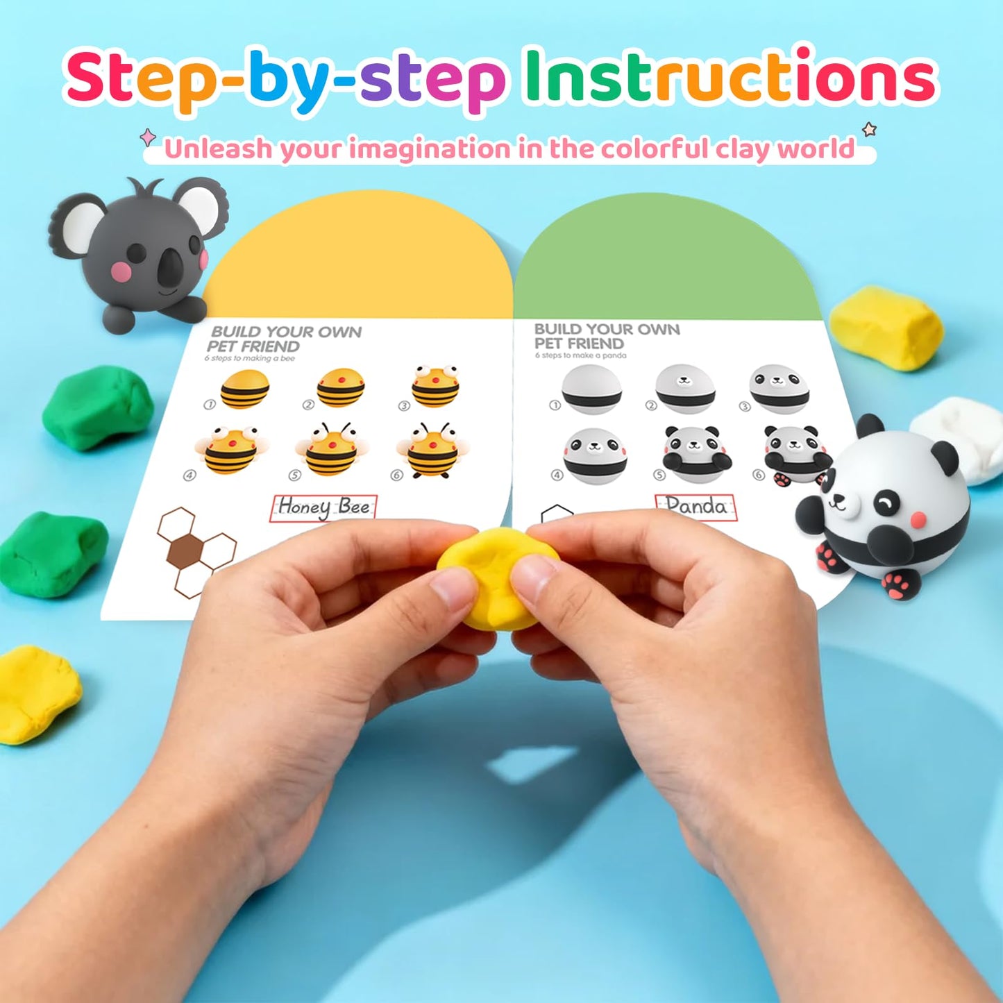 Air Dry Clay for Kids: Modeling Clay Animals DIY 10 PCS Blind Box Craft, Non-Stick Safe Air Dry Clay Kit with Sculpting Tools Mystery Box Gift for Girls Boys 3 4 5 6 7 8 9 Years Old