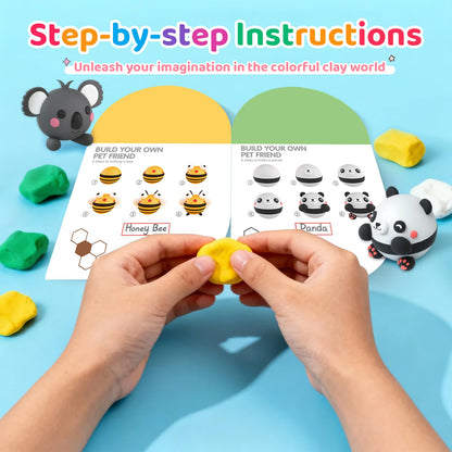 Air Dry Clay for Kids: Modeling Clay Animals DIY 10 PCS Blind Box Craft, Non-Stick Safe Air Dry Clay Kit with Sculpting Tools Mystery Box Gift for Girls Boys 3 4 5 6 7 8 9 Years Old