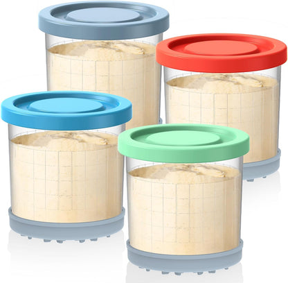 4 Pack, 16oz NC301 NC300 NC299AMZ NC290 Omnikit Containers Replacement for Ninja Creami Pints and Lids - Cups