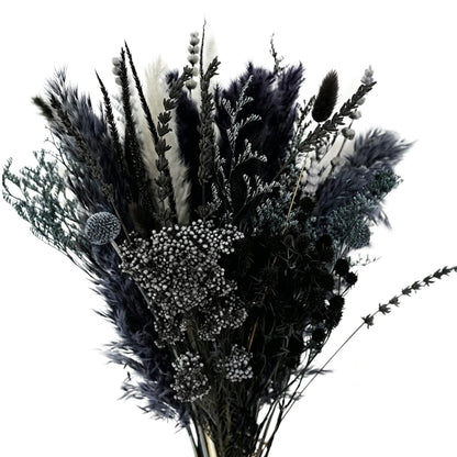 Natural Dried Pampas Grass Bouquet, 17" Black and Dark Grey Dried Flower Bouquet, Mixed with Thistle, Bohemian Style Home Dried Flower Decoration, DIY Assembly