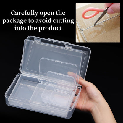 QUEFE 28 Pack Small Storage Containers Mixed Sizes Clear Plastic Boxes Craft Organizers Rectangular Bins with Lids for Small Items Bead Art Craft Jewelry Projects