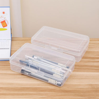 Thintinick 4 Pack Rectangular Clear Plastic Storage Containers Box with Hinged Lid for Beads and Other Small Craft Items (8 x 4.7 x 2.3 inch)