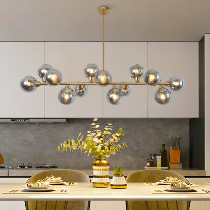 Lzawvm Linear Chandeliers Dining Room Gold Sputnik Chandelier 13-Lights Modern Glass Globe Chandelier 59 Inch 13 Lights Linear Dining Room Light Fixture