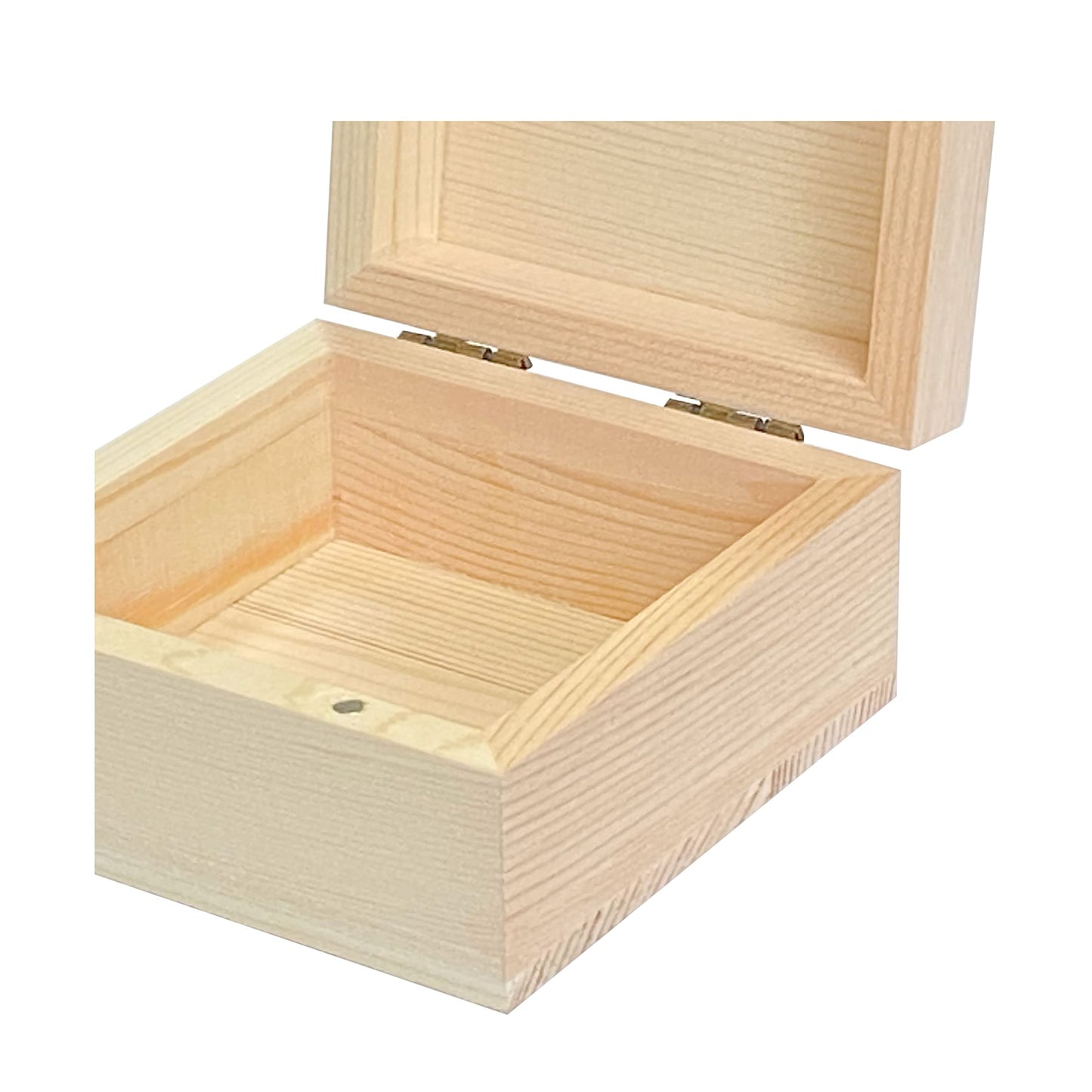 Cregugua 6 Pack Unfinished Wood Box Crafts Wooden Square Box with Magnetic Hinged Lid (3.5 x 3.5 x 1.9 In)