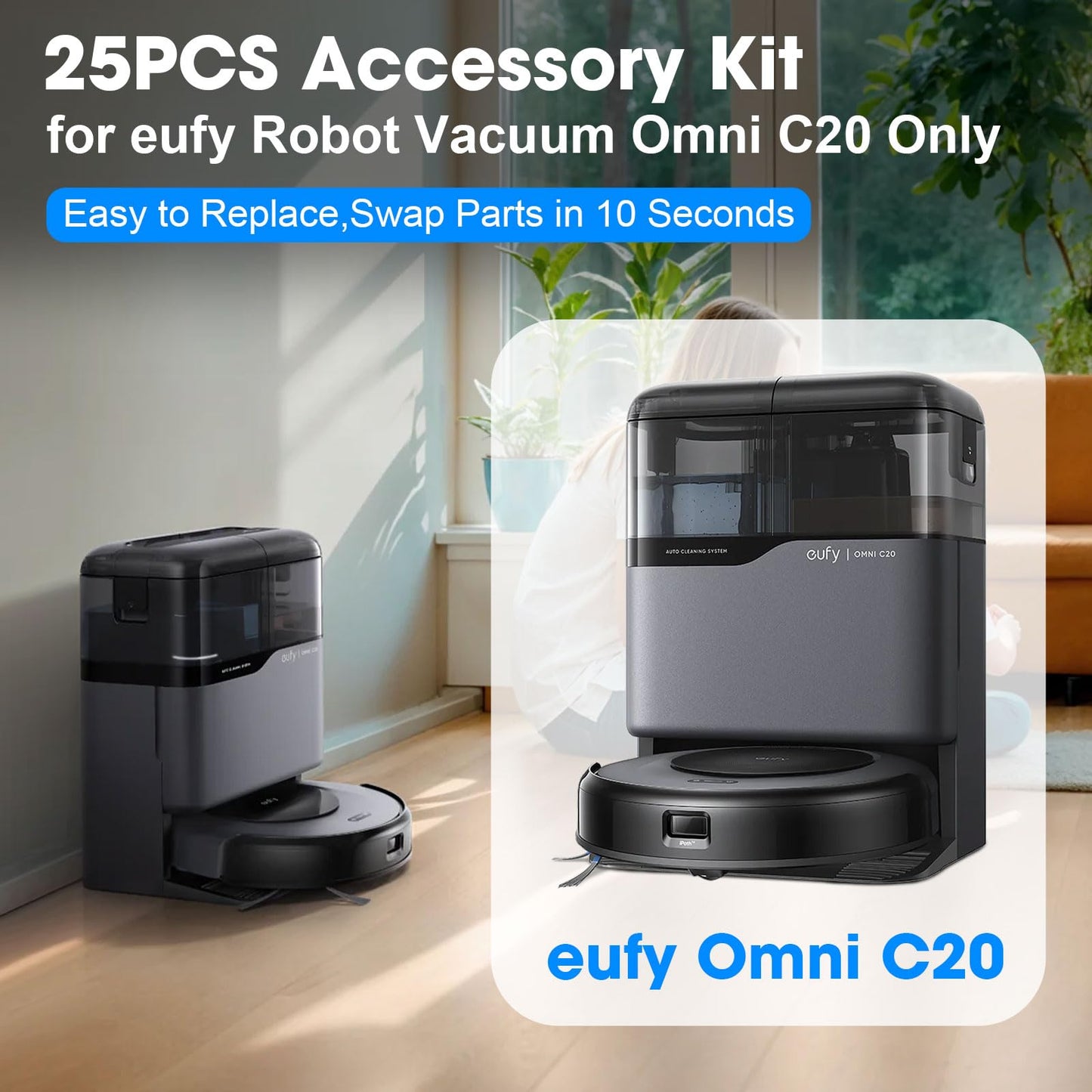DrRobor Vacuum Replacement Parts for Eufy Omni C20