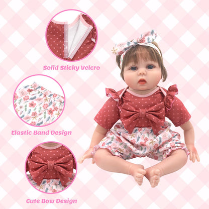 Reborn Doll Clothes for 20-22 Inch Dolls, 3 Sets 20 Inch Baby Doll Clothes Accessories 10 Pcs with Dress Coat Outfits, Headbands, Socks, Top and Pants for 20"- 22" Baby Dolls