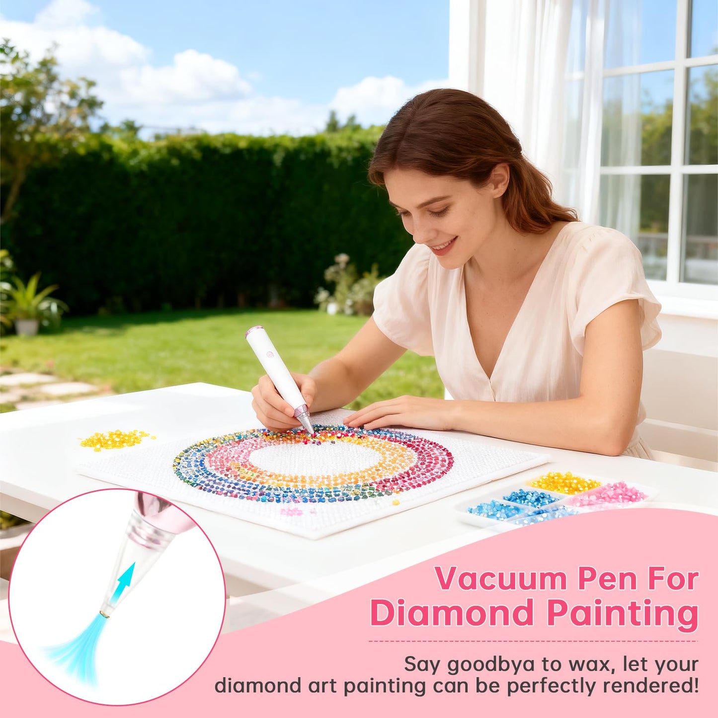 Electric Diamond Painting Pen, Cordless Diamond Art Pen Low-Noise Wax-Free, Perfect for 3D Drills, Portable Diamond Art Accessories for Crafts Lovers