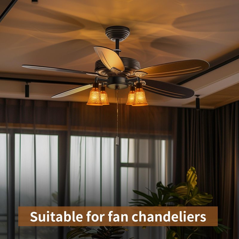 Ceiling Fan Replacement Globes, 4 Pack Chrysanthemum Pattern Fixture Replacement Globes Shades with 1-5/8" Fitter, ALUCSET 4.5" Height 4-3/4" Diameter, Metal Cover for Pendant Lamp-Yellow Brass&Gold