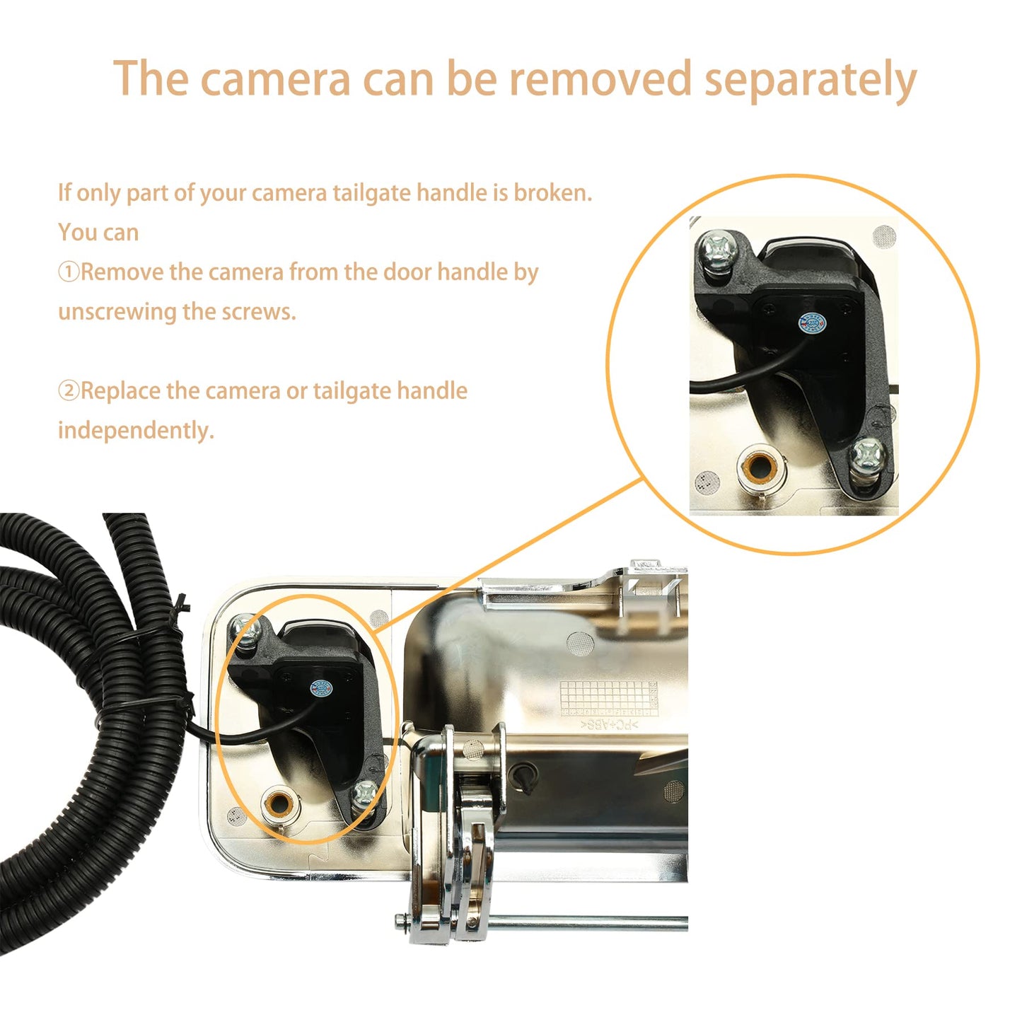 Back Up Camera, w/Tailgate Handle, Compatible with 2007-2014 Chevy Silverado GMC Sierra 1500 2500 3500, w/Keyhole, 170° Viewing Angle, Rear View Camera, Reverse Camera, Backup Camera Kit, Waterproof