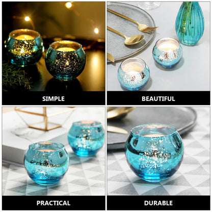 Toyvian 12pcs Patterned Glass Candle Holders Set, Round Hollow Tealight Cups for Wedding Centerpiece and Home Décor, Decorative Candle Holders for Dining Table Use