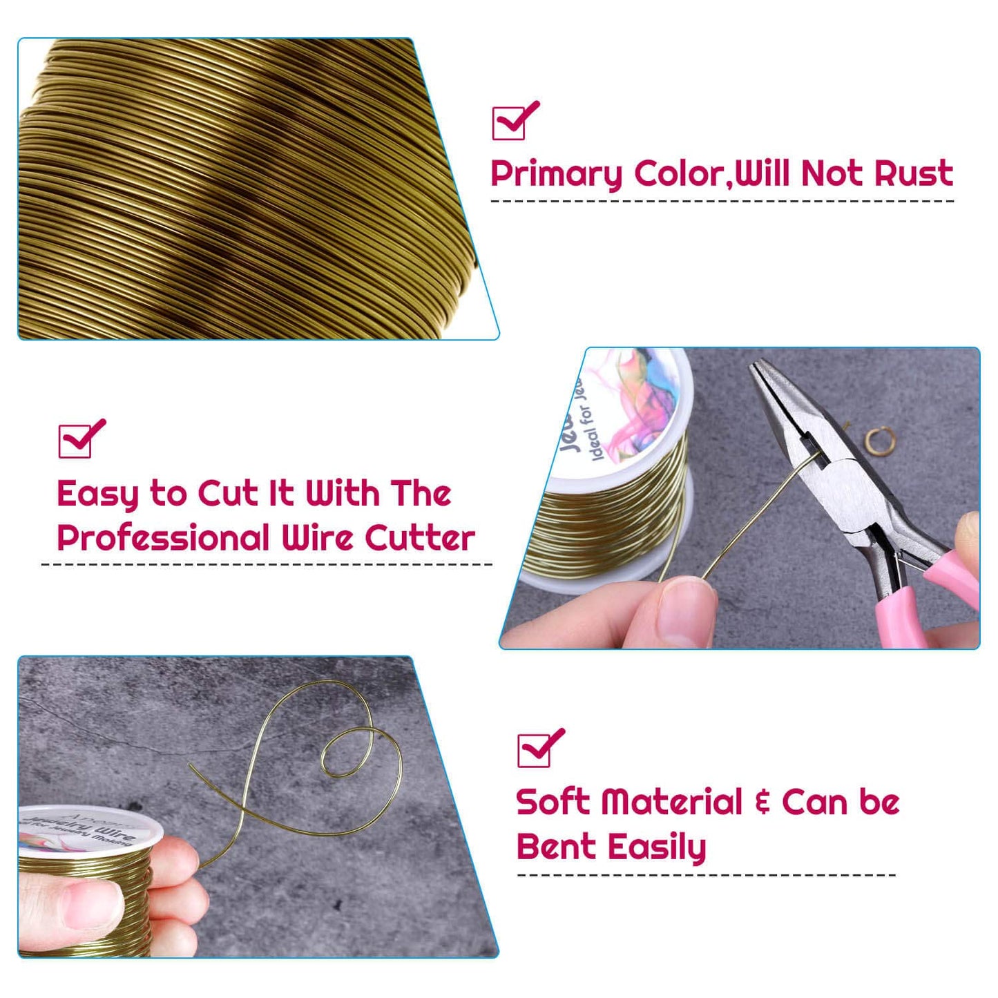 22 Gauge Jewelry Wire, Anezus Craft Wire Tarnish Resistant Copper Beading Wire for Jewelry Making Supplies and Crafting (Antique Bronze, 49 Yards/45 Meters)
