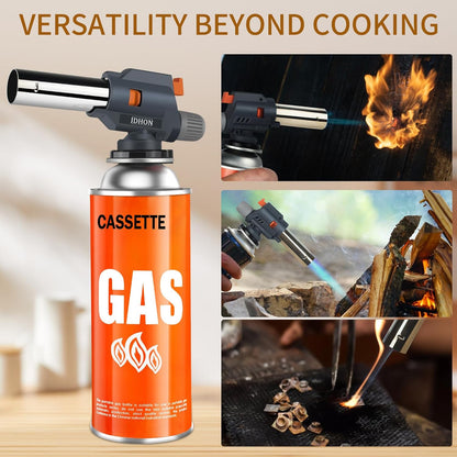 Butane Torch JDHON Compact Kitchen Torch with Adjustable Flame for Cooking, Baking, Soldering, BBQ, Creme Brulee