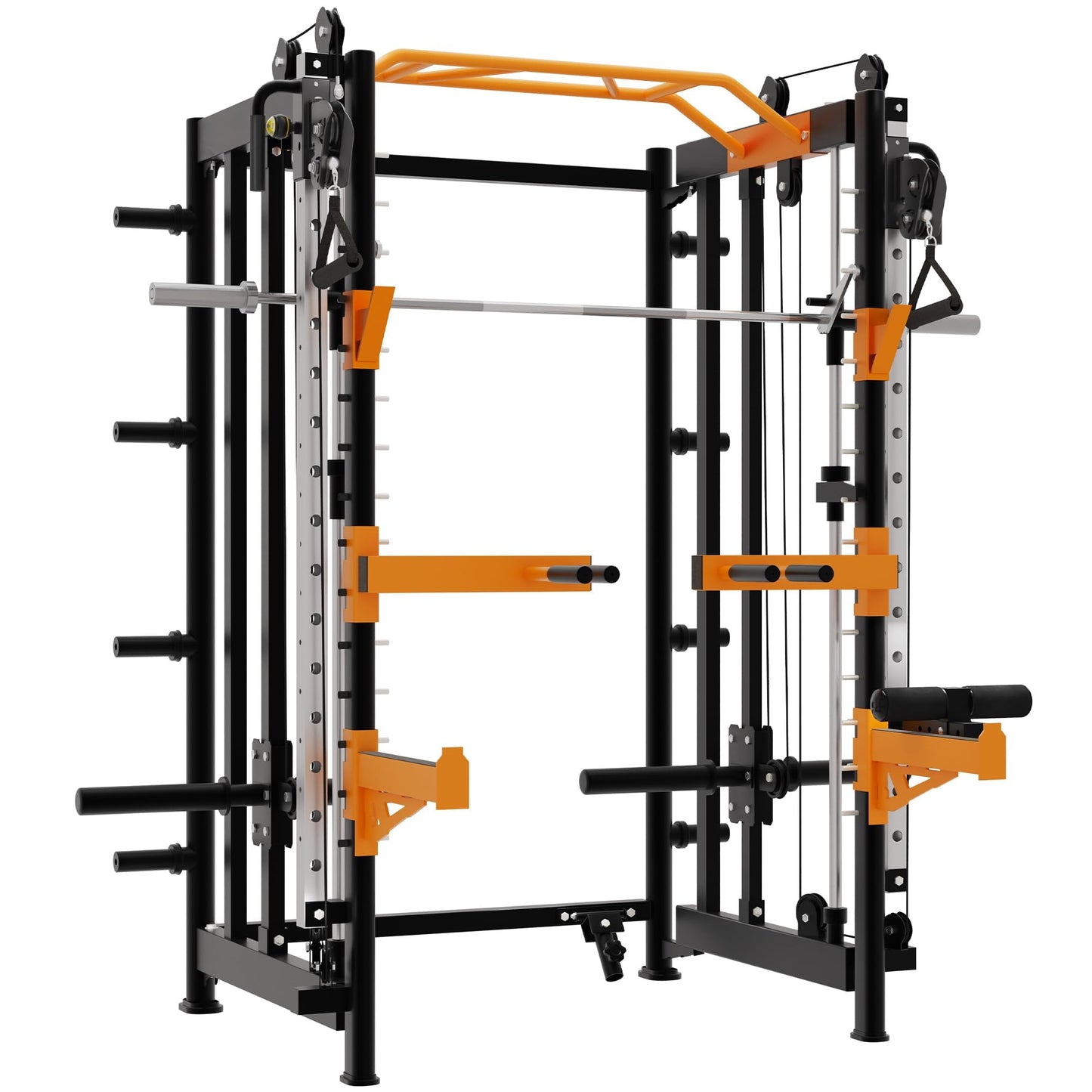 Fitvids All-in-One Power Cage with Pulley Cable Crossover System, Squat Rack, Leg Extension & Curl – Multi-Functional Home Gym Strength Training Equipment