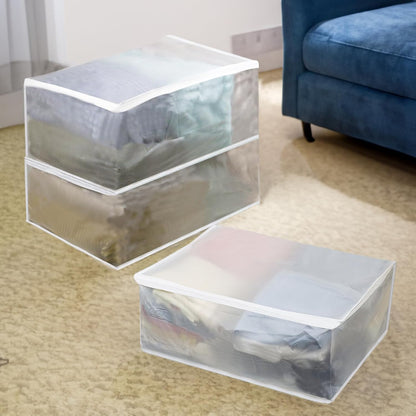 Set of 6 Large Clear Clothes Storage Bags, Thicken Organizer Bins for Blankets, Sheets, Quilts, and Folded Clothes