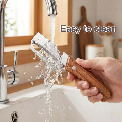 2PCS Premium Vegetable Peeler with Wooden Handle and Bottle Opener, Multi-Functional Vegetable Peeler, Stainless Steel Blade Kitchen Tool for Fruit