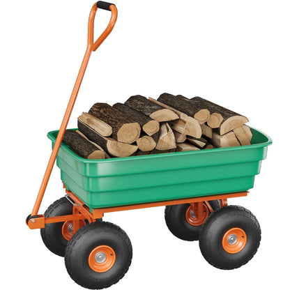 Garden Cart with 13" No-Flat Tires, 1200 lbs Capacity, 7 Cubic Feet Polyethylene Yard Dump Wagon w/ 180° Swivel Handle Towable, Utility Wagon for Yard, Garden, Landscaping, Heavy Duty & Rust-Proof