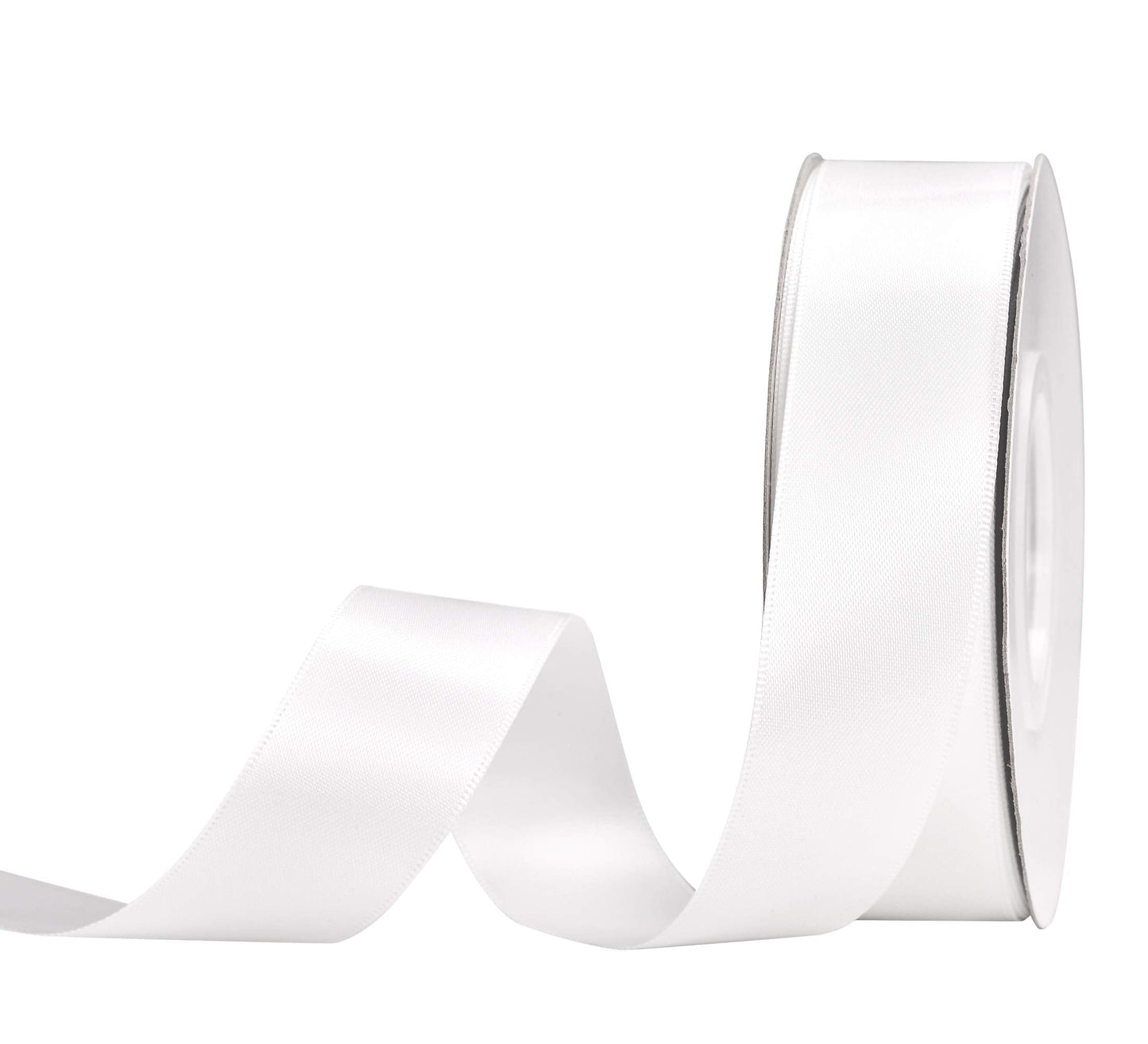 YAMA Double Face Satin Ribbon - 1 inch 25 Yards for Gift Package Wrapping,Floral Design,Hair Bow Clip Making,Crafting,Sewing,Wedding Decor,White