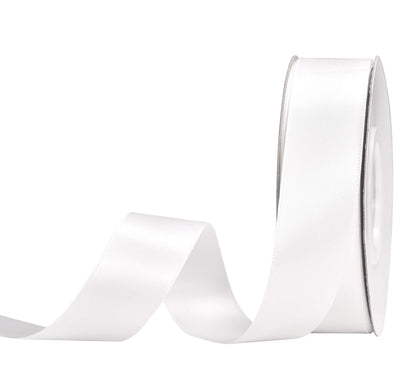 YAMA Double Face Satin Ribbon - 1 inch 25 Yards for Gift Package Wrapping,Floral Design,Hair Bow Clip Making,Crafting,Sewing,Wedding Decor,White