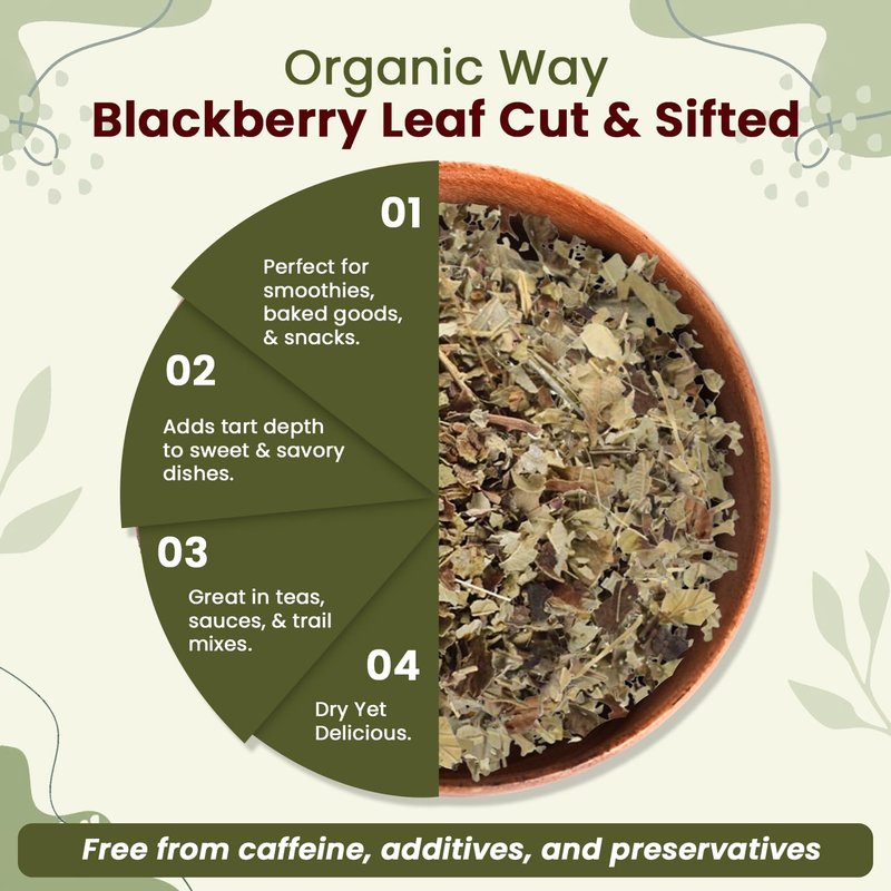 Organic Way Blackberry Leaf (Rubus fruticosus) Cut & Sifted - Herbal Tea | European Wild-Harvest | Organic & Kosher Certified | Non GMO & Gluten Free | USDA Certified | Origin - Albania (1/4 LBS)