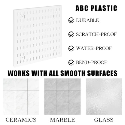 Dualshine Premium Pegboard Combination Kit, White Pegboard Wall Organizer with 4 Small Plastic Panels and 38 Accessories, Ideal for Craft Room, Bathroom, Nursery Storage, and Office (22"*22")