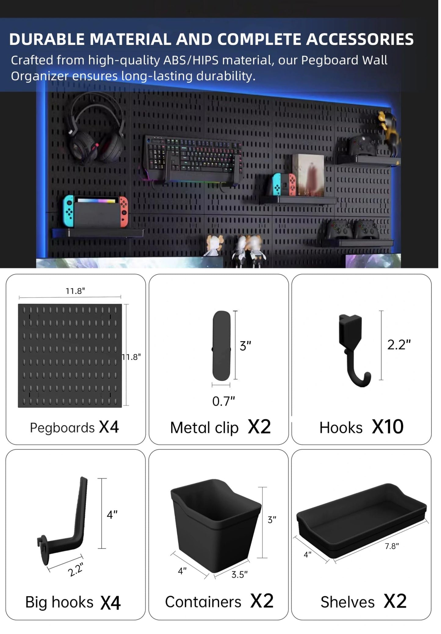 Zestify Revamp Your Space With A Versatile Pegboard Kit - Effortlessly Organize Home, Office, And Gaming Setup With Customizable Hanging Solutions (Black)